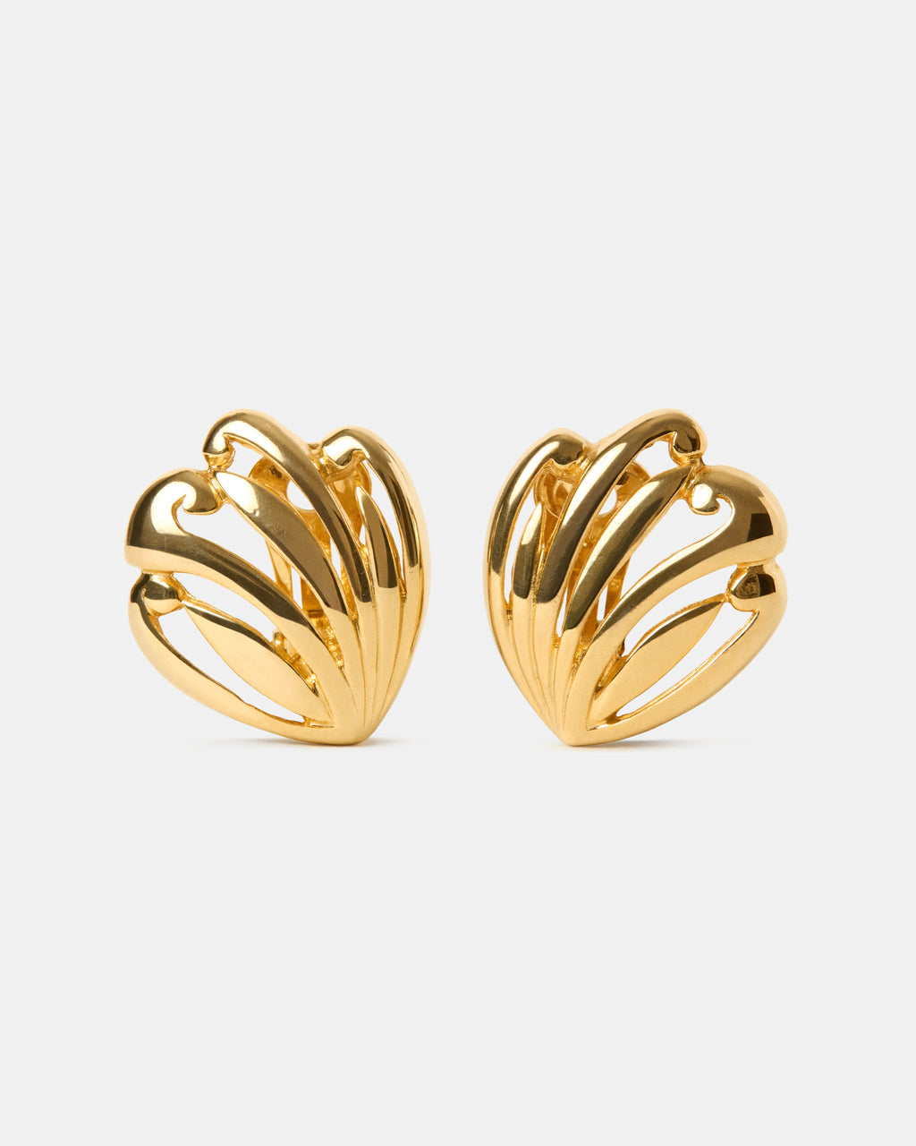 Vintage Sculptural Earrings in Gold-Tone