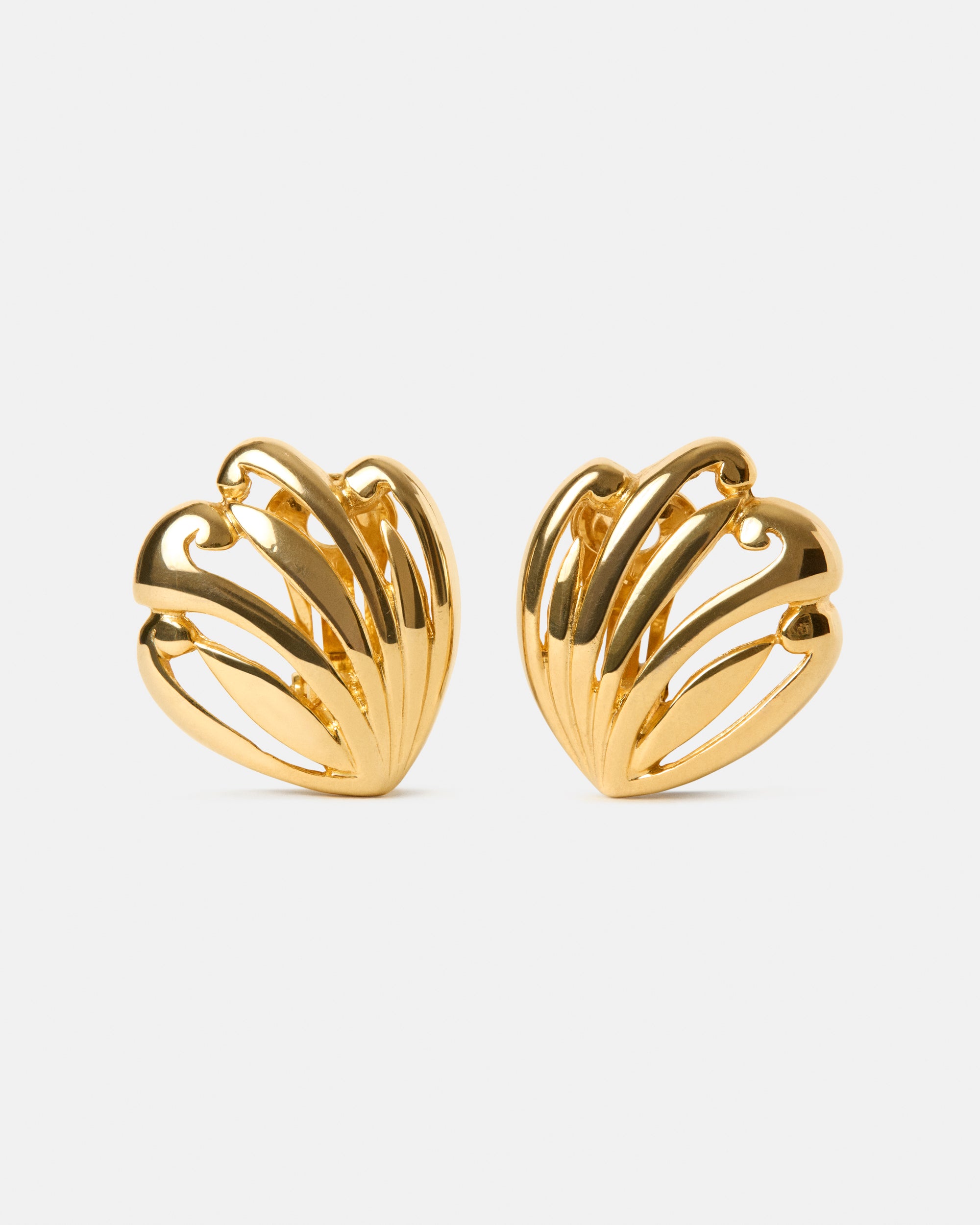 Vintage Sculptural Earrings in Gold-Tone