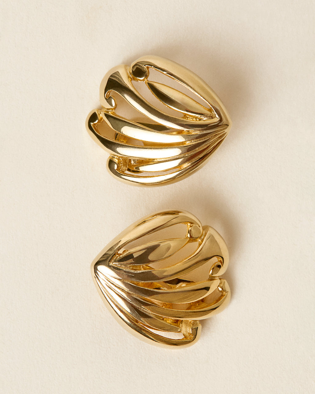 Vintage Sculptural Earrings in Gold-Tone